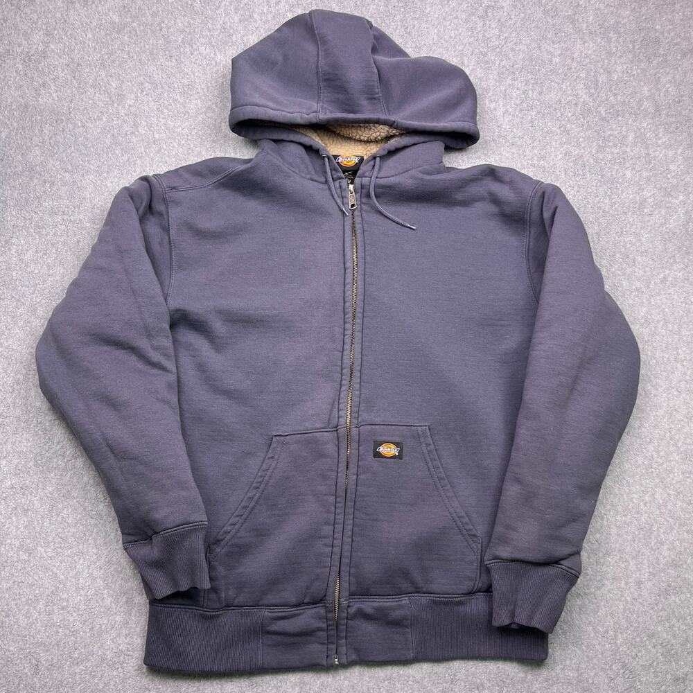 dickies sherpa lined hoodie mens medium blue full zip